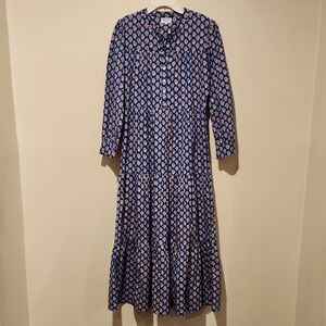 ❤️ NWOT! PINK CITY PRINTS FLORAL TIERED COTTON MIDI DRESS, XS